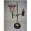 Image 1 : Brass lace making lamp with round marble base 22" high