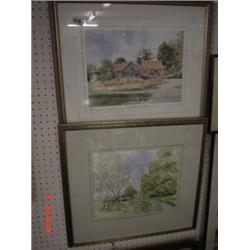 Water colour country scene by Jan Hunter and limited edition print Hatchgate Farm 14/50