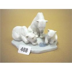 Lladro model of three polar bears, impressed mark D 13 D