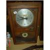 Image 1 : Oak cased time recorder with round barometer in the base Time recorder (Leeds) Ltd.