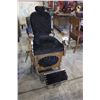 Image 1 : EARLY OAK & BLACK FABRIC KOKEN BARBER CHAIR