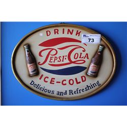 VINTAGE "DRINK PEPSI:COLA, ICE-COLD" WOOD SIGN