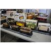 Image 2 : JIM BEAM TRAIN DECANTER SERIES SET INCLUDING LUMBER CAR, YELLOW CABOOSE, BOX CARS, AND LOG CAR!