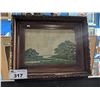 Image 1 : FRAMED OIL ON BEAVERBOARD "VIEW OF A RIVER WITH A LARGE TREE", UNSIGNED, CIRCA 1920S