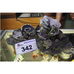 MINING SCENE DISPLAY INCLUDING AGATE AND PYRITE