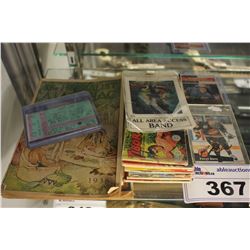 LOT OF COLLECTABLES INCLUDING VINTAGE GERMAN COMICS, VINTAGE ALMANACS (1940, 1925 & 1938) AND