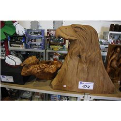 LARGE CARVED CEDAR EAGLE