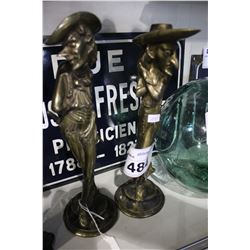 PAIR OF EARLY BRONZE FRENCH CANDLESTICKS