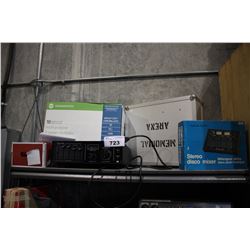 SHELF LOT OF STEREO EQUIPMENT INCLUDING REALISTIC AMPLIFIER