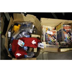 BOX OF 1980S COMICS AND BOX OF STORE GOODS