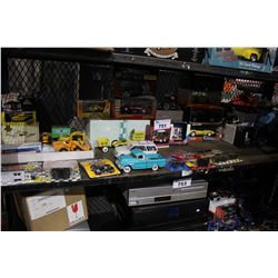 SHELF LOT OF COLLECTABLE TOY AND MODEL CARS