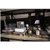 Image 1 : SHELF LOT OF COLLECTABLES INCLUDING SERVING DISHES, CANDLES, CANON CAMERA AND MORE