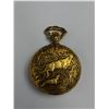 Image 2 : VINTAGE ENGRAVED SWISS MADE DUMAI POCKET WATCH (17 JEWELS INCABLOC) WITH HUNTER/DOG/ELK MOTIF