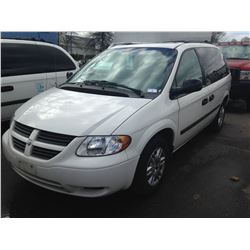 2006 DODGE CARAVAN, WHITE, 4DRSW, GAS, AUTOMATIC, VIN#1D4GP25R36B532159, 189,360KMS,