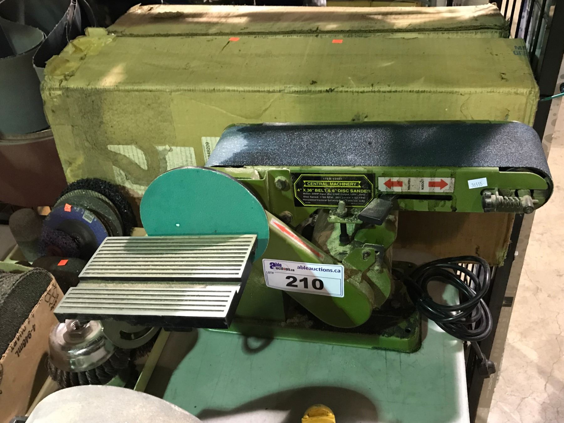 CENTRAL MACHINERY 4" X 36" BELT AND DISC SANDER - Able Auctions