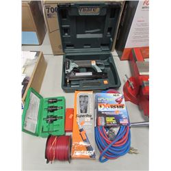 HITACHI NAILER, EXT. CORD, CARBIDE CUTTERKIT, SOLDERING IRON, EXTECH MOISTURE METER, ETC
