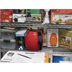 2 SMALL TOTES, ZERO WATER DISPENSER, KEURIG K-MINI, CRYSTAL SALT LAMP, DISH SET, AIR FRYER