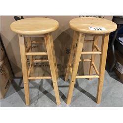 PAIR OF WOODEN BAR STOOLS