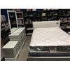 Image 1 : 4PCS QUEEN SIZE BEDROOM SUITE  - HEADBOARD, FOOTBOARD WITH RAILS, 6 DRAWER DRESSER WITH MIRROR & 2