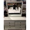 Image 3 : 4PCS QUEEN SIZE BEDROOM SUITE  - HEADBOARD, FOOTBOARD WITH RAILS, 6 DRAWER DRESSER WITH MIRROR & 2