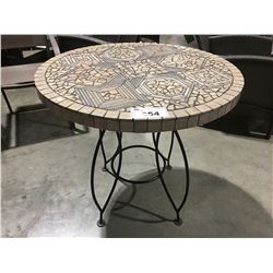 MOSAIC TOP OUTDOOR / PATIO ROUND TABLE WITH METAL BASE