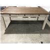 Image 1 : TWO TONE WHITE & BEIGE RECTANGULAR DINING TABLE FEATURES 6 PULL OUT DRAWERS