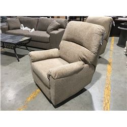 LIGHT BEIGE UPHOLSTERED POWER RECLINER