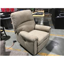 LIGHT BEIGE UPHOLSTERED POWER RECLINER