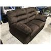 Image 2 : CHOCOLATE BROWN UPHOLSTERED LOVE SEAT