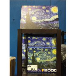 2 VINCENT VAN GOGH STARRY NIGHT OIL ON CANVAS PRINTS & 1 STARRY NIGHT 2000 PCE PUZZLE