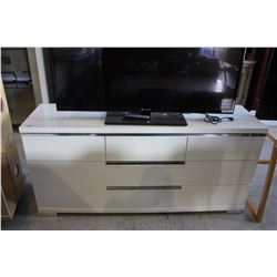 WHITE AND CHROME APPROX. 5.5' LONG 3-DRAWER CHEST