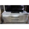Image 1 : WHITE AND CHROME APPROX. 5.5' LONG 3-DRAWER CHEST