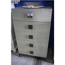 MODERN BEIGE HIGHBOY DRESSER WITH 5 DRAWERS