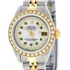 Image 1 : Rolex Ladies Two Tone 14K MOP Emerald String Diamond Datejust Wristwatch