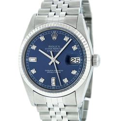 Rolex Men's Stainless Blue Diamond 36MM Datejust Wristwatch