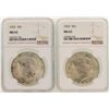 Image 1 : Lot of (2) 1923 $1 Peace Silver Dollar Coins NGC MS63