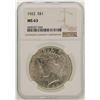Image 1 : 1922 $1 Peace Silver Dollar Coin NGC MS63