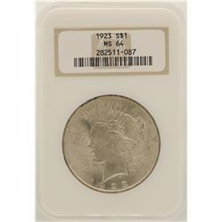 1923 $1 Peace Silver Dollar Coin NGC MS64