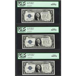 (3) Consecutive 1928A $1 Funnyback Silver Certificate Notes Fr.1601 PCGS Gem New