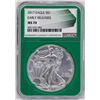 Image 1 : 2017 $1 American Silver Eagle Coin NGC MS70 Early Releases Green Core