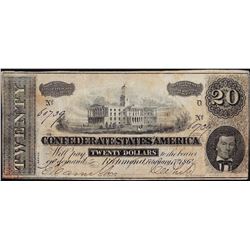 1864 $20 Confederate States of America Note