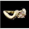 Image 2 : 14K Yellow Gold 0.80 ctw Morganite and Diamond Ring