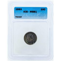 1883 Kingdom of Hawaii Silver Dime Coin ICG MS61