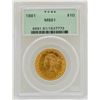 Image 1 : 1881 $10 Liberty Head Eagle Gold Coin PCGS MS61
