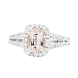 14KT White Gold 1.21 ctw Morganite and Diamond Ring