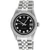 Image 2 : Rolex Men's Stainless Steel Black String Diamond 36MM Datejust Wristwatch