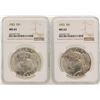 Image 1 : Lot of (2) 1923 $1 Peace Silver Dollar Coins NGC MS63