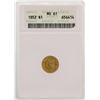 Image 1 : 1852 Liberty Head Gold Dollar Coin ANACS MS61