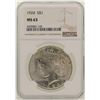 Image 1 : 1924 $1 Peace Silver Dollar Coin NGC MS63