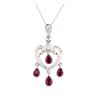 Image 1 : 14KT White Gold 0.50 ctw Ruby and Diamond Heart Shaped Chandelier Pendant with C